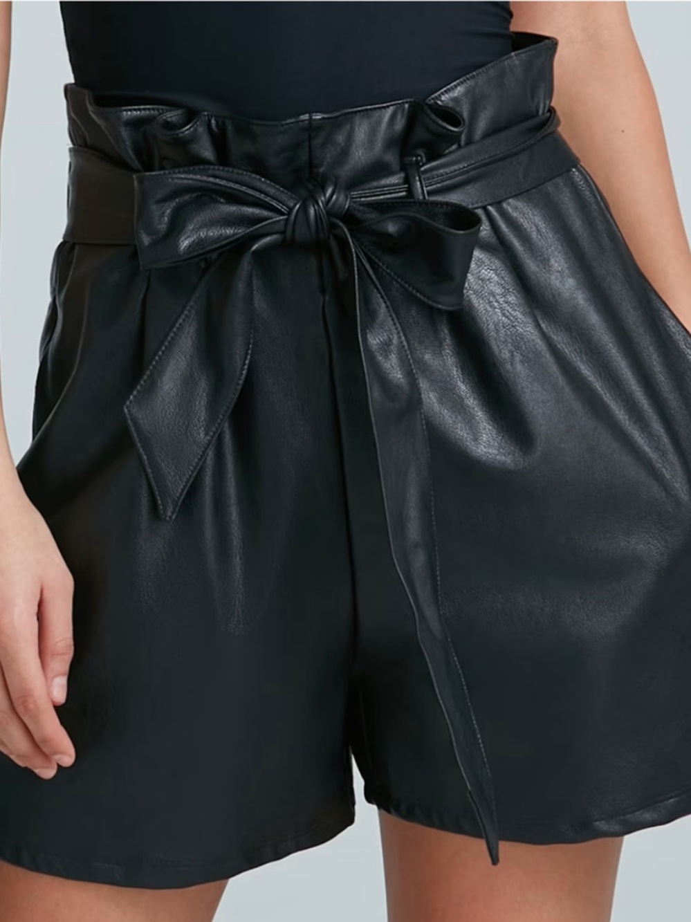 Commando Black Faux Leather Paper Bag Shorts Size M